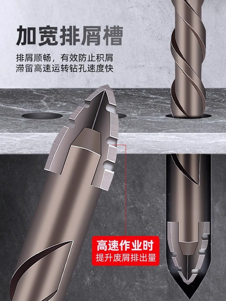 New Upgraded Four-Blade Serrated Eccentric Drill Bit for Dry Drilling of All Tiles, Ceramics, Glass, Marble, Concrete, and Stainless Steel
