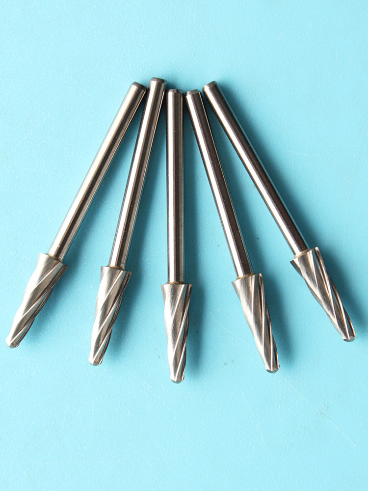 Dental Engraving Tool Bit, 2.35mm Shank Peach Core Carving Knife, Straight Rotary Bur, Tungsten Steel Grinding Head