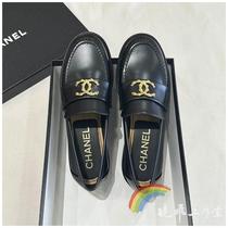 (Deposit) Fashion Big Brand] 24S New Double C Camellia Round Toe Black Gold Loafers