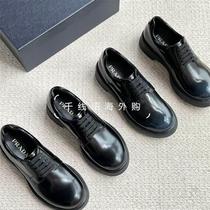 (Deposit) Fashion Big Brand] Mens new lightweight glossy derby shoes open edge beaded cowhide mens lace-up leather shoes
