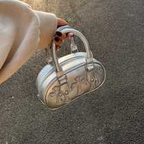 Portable bowling bag for women 2023 new trendy contrasting color small square bag hot girl style niche texture single shoulder crossbody bag