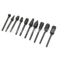 Cross-border 10pc thin handle mace 3mm rotary file set for electric grinding woodworking DIY set accessories