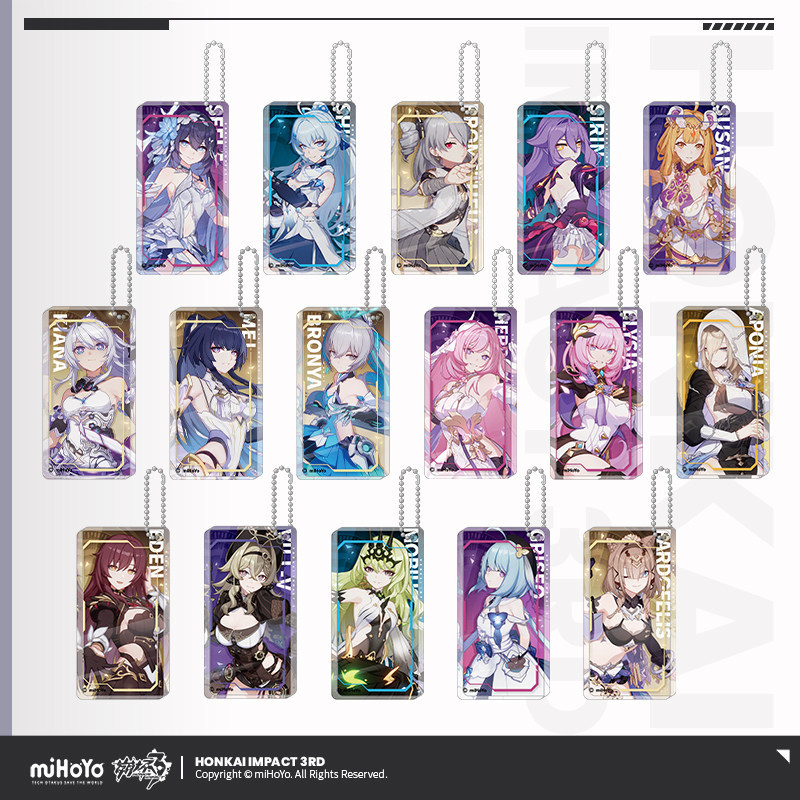 Honkai Impact 3Rd Official Merchandise: Seele, Suzana, and Xilin Thick Acrylic Keychain by Mihoyo