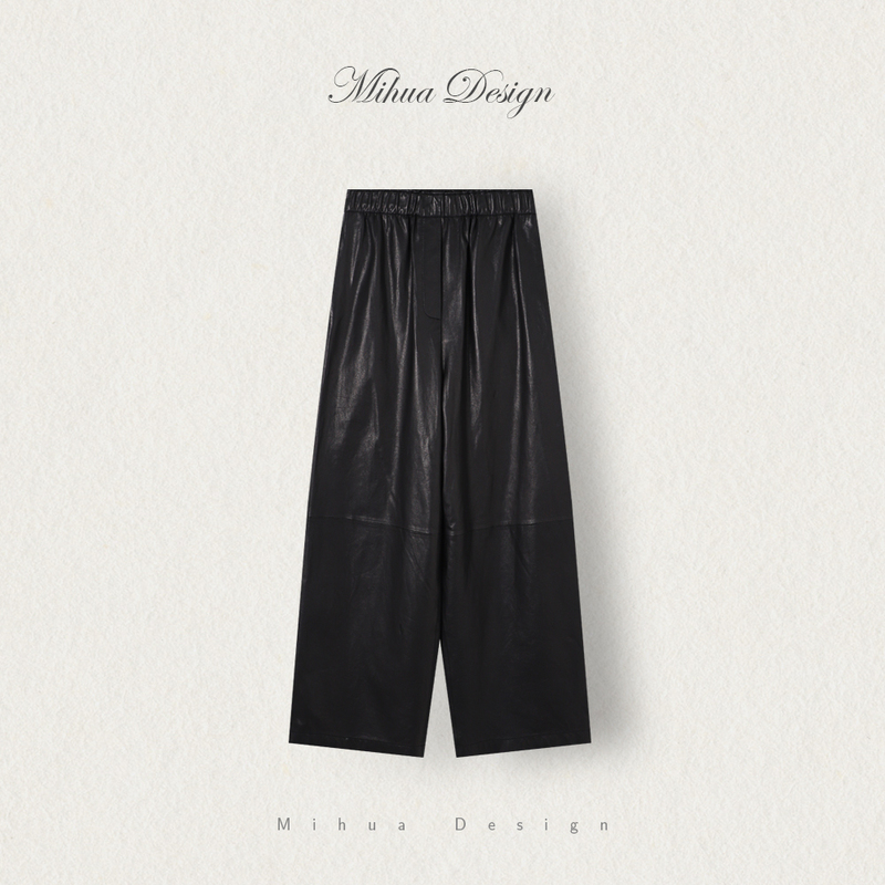 【Mia】 "Black Label" Row Soft Leather Pants, Sheepskin, High-End Slimming Versatile Cropped Pants