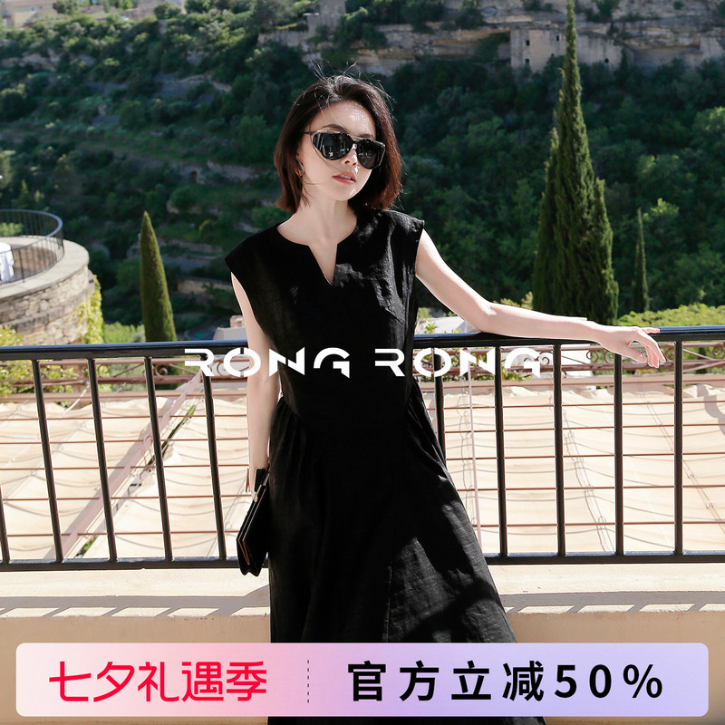 Rongrong【Black Swan】28Mm100 Mulberry Silk Tortoise Pattern Xiangyun Silk Dress 28624736