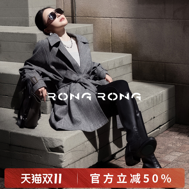 Rong Philadelphia Star Series Lapel Collar Classic Retro Minimalist Old Money Style Belted Coat Trench Coat 91