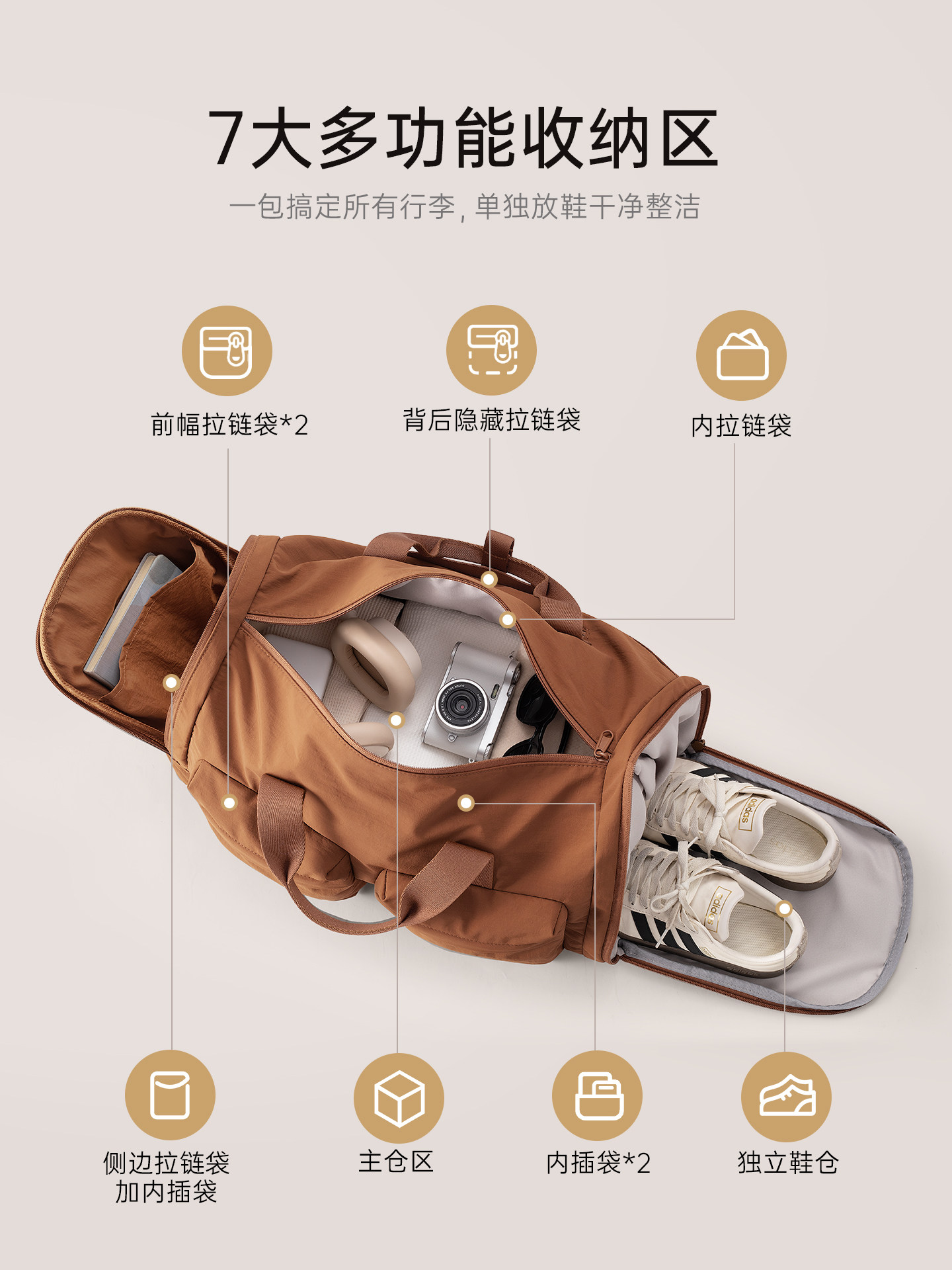 Foldable Portable Travel Bag for Men and Women, Short-Distance Lightweight Large-Capacity Luggage Bag, Fitness Travel Trolley Case with Additional Bag