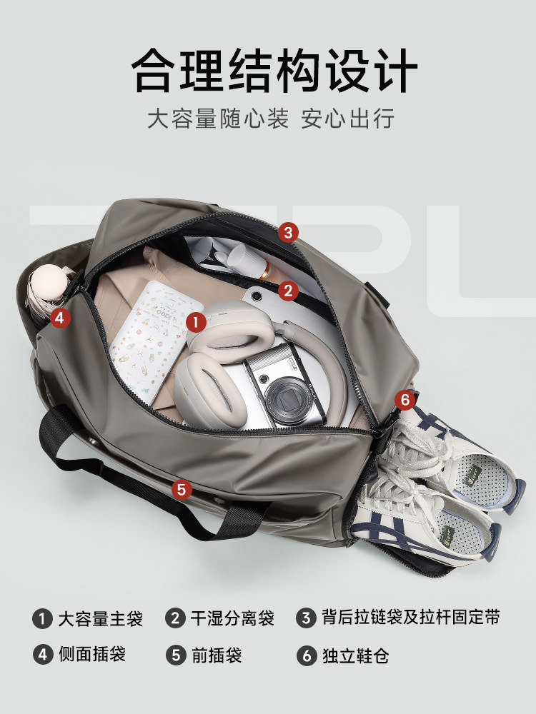 Short-Distance Travel Bag for Men and Women, Lightweight, Large-Capacity, Business Trip Travel Hand Luggage Bag, Cross-Body Sports and Fitness Backpack