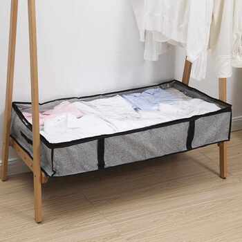 New direct sale amazon hot-selling bed non-woven storage box with transparent cover storage bag foldable handle