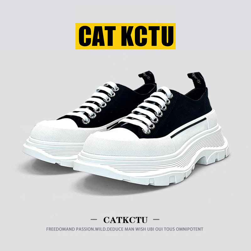 [American Light Luxury] Catkctu Mcqueen Thick-Soled Canvas Shoes New Thick-Soled Height-Increasing Women's Casual Versatile Shoes