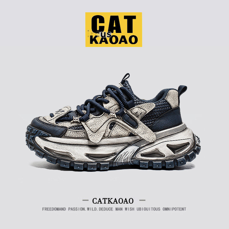 Американская мужская обувь CATkaoao, новинка зимы 2025, нишевая обувь dirty daddy, молодежный спортивный тренд на толстой подошве