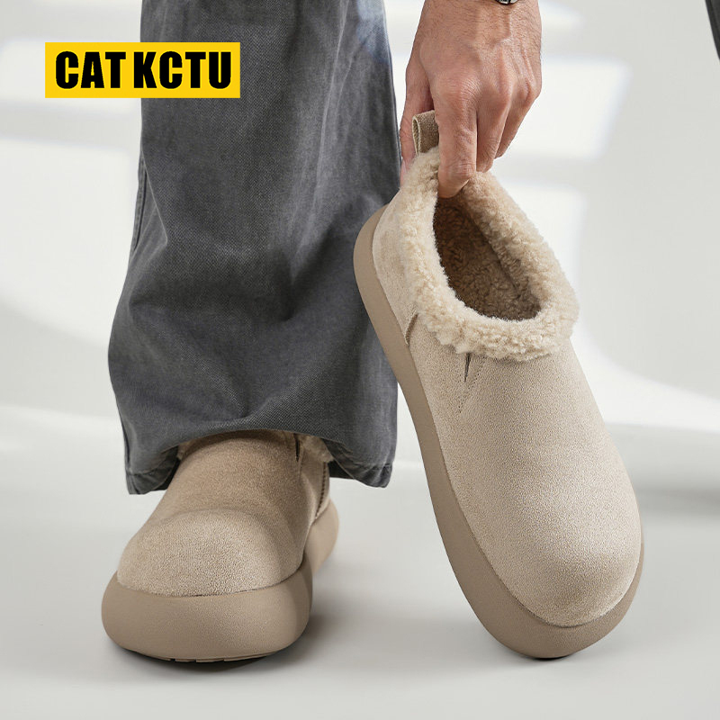 [American Light Luxury] Catkctu Thick-Soled Little Potato Birkenstock Shoes for Men and Women, Winter Fleece-Lined Warm Snow Cotton Boots
