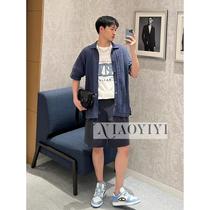 Knitted short-sleeved new pattern shirt shirt folded mens haute couture