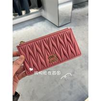 Leather wallet gold mother-of-pearl emblem womens label card style casual customization