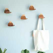 Cute Nordic style childrens room hook whale solid wood coat hook free of punching entrance creative drawer handle