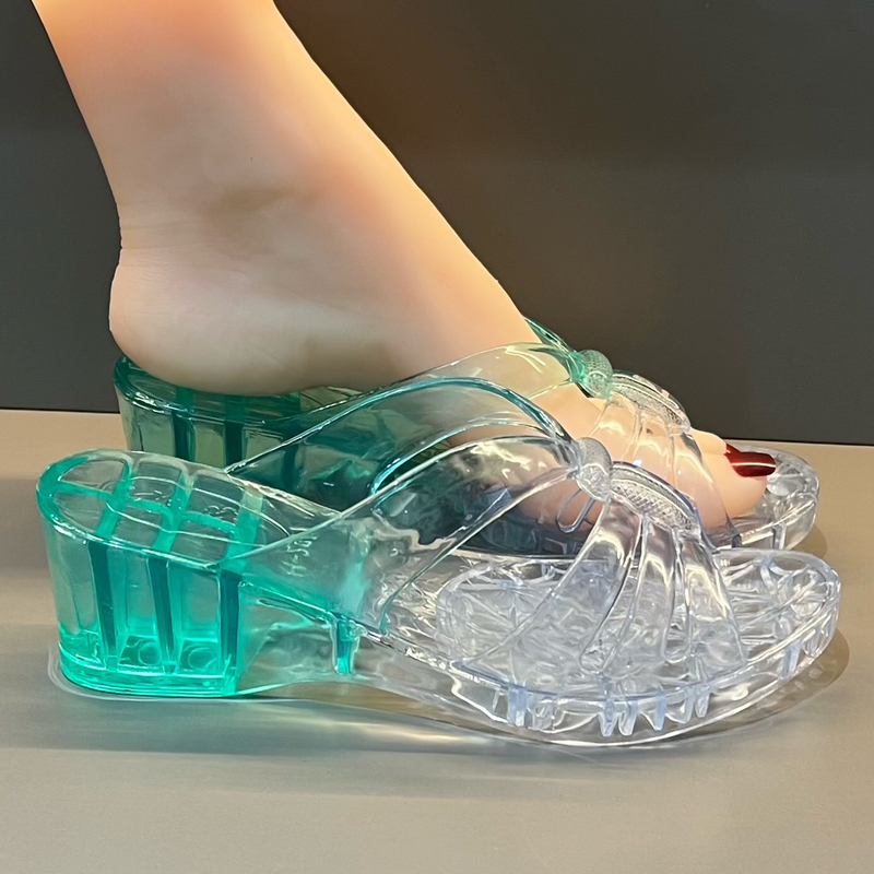 New Style Crystal Shoes for Women, Fashionable and Versatile, Thick-Soled Height-Increasing Shoes, Wedge Shoes, Odor-Resistant, Wear-Resistant, Gradient High Heels for Outdoor Wear