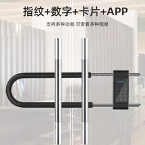 Extended U-shaped smart fingerprint password lock glass door shop door sliding door double handle lock processing customization OEM