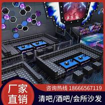 ktv bar U-shaped sofa custom club k-room pub private theater corner L-shaped wall deck coffee table combination