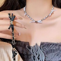 South Koreas Dongdaemun Bow Knot Braided Necklace Womens Simple Retro Temperament Clavicle Chain 2024 New Hot Style Necklace