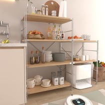 Retro solid wood storage rack multi-layer bookcase industrial style bookshelf floor-standing storage storage rack iron display rack simple