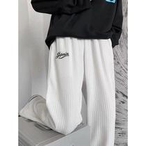 Corduroy pants mens spring and autumn 2023 new straight-leg loose Hong Kong style ins handsome casual floor-length wide-leg pants trendy