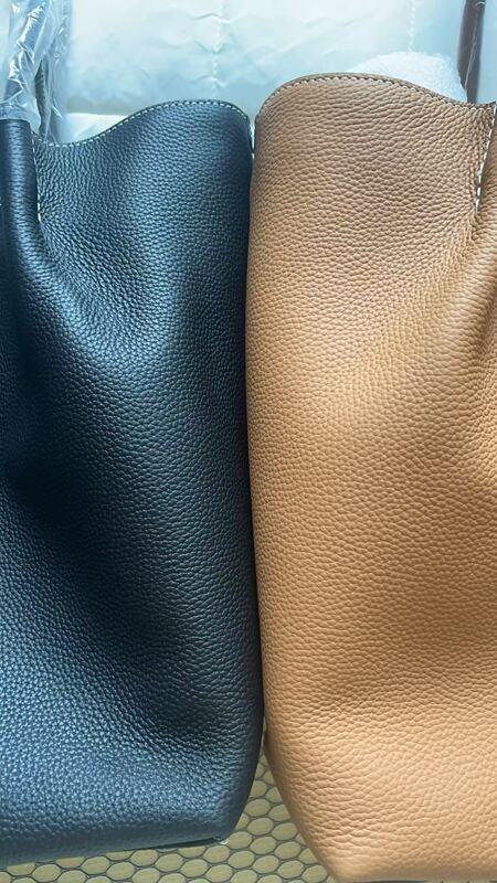 H*Ha**Litchi-Patterned Full Cowhide Leather Large-Capacity Shoulder Bag for Commuting