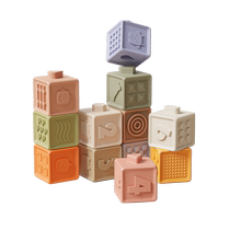 Yings embossed soft rubber building blocks for babies to chew and grasp DIY educational maternal and infant toys for 6 months and above