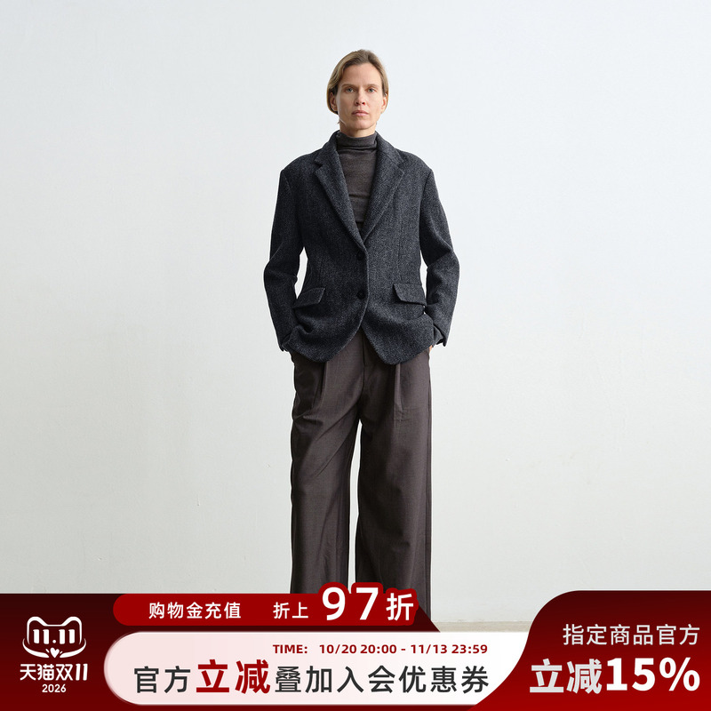 Romi Studio "Italian Retro Style" Selected Loop Wool Blend Blazer 431W3084