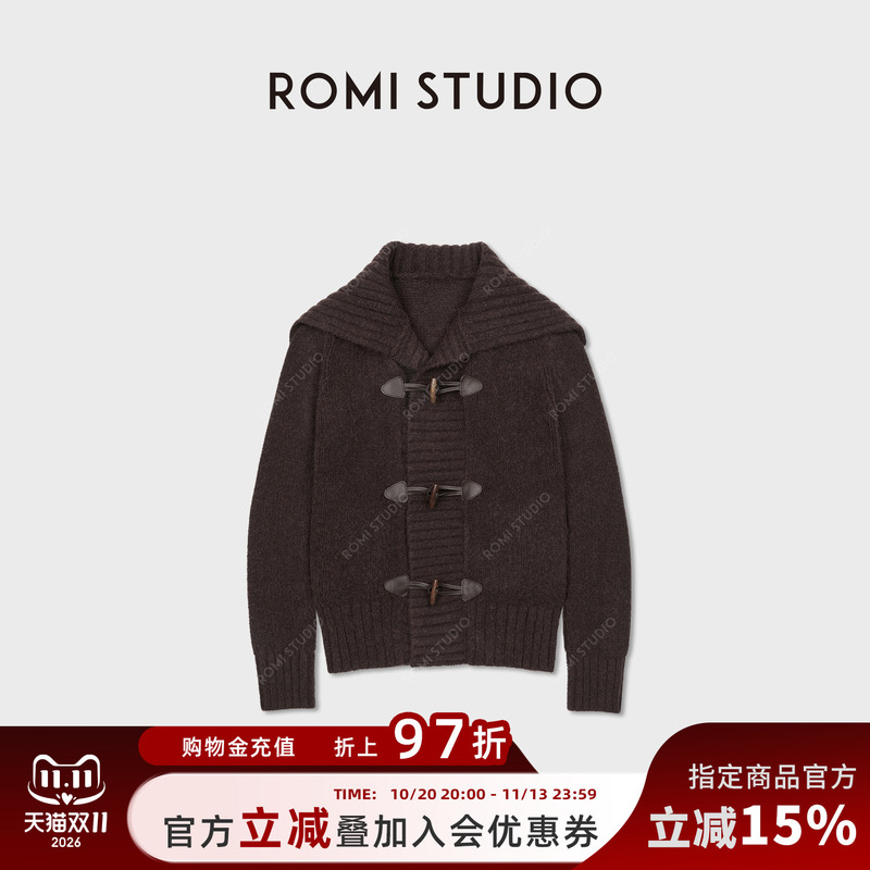 Romi Studio 3-Needle Wool Blend Toggle Button Thick Sweater Cardigan Jacket for Women Rwcwst6681 Romi Studio 3-Needle Wool Blend Toggle Button Thick Sweater Cardigan Jacket for Women Rwcwst6681