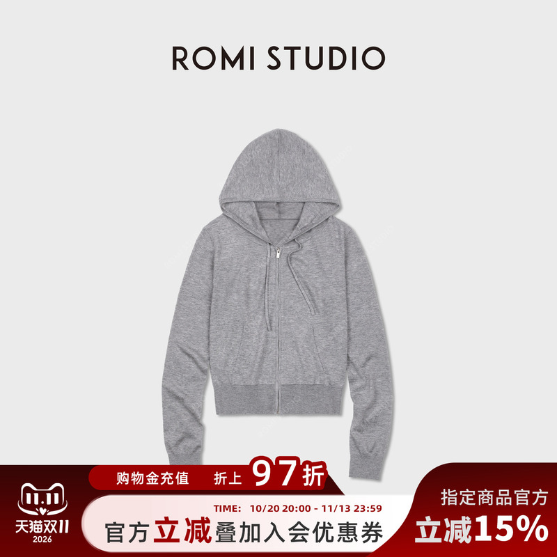Romi Studio's "Four Seasons Wearable" Merino Wool Blended Lightweight Knitted Hoodie Rwdss63133
