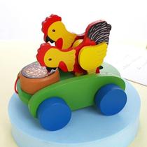 Childrens trolley baby dragging toddler animal bunny playing drums wooden trolley toy 1-3 years old