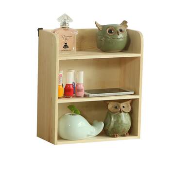 Creative wooden multi-layer desktop storage box cosmetic solid wood storage cabinet miscellaneous office desktop storage