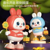 Singing and dancing little lucky rabbit toy electric rabbit baby baby practice raising head training children girls and boys