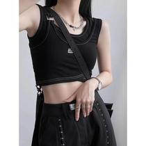 Plus size fat girl fake two-piece camisole womens summer inner wear and outer wear design niche American short top