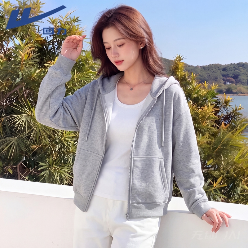 Warrior Brand Women's Sweatshirt Jacket 2026 New Autumn Short Casual Top for Petite Figures, Heather Gray Hooded Cardigan Size m