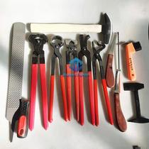 Hoof trimming and nailing tool set horseshoe knife hoof trimming tool horseshoe file hoof cutter nail press horse gear