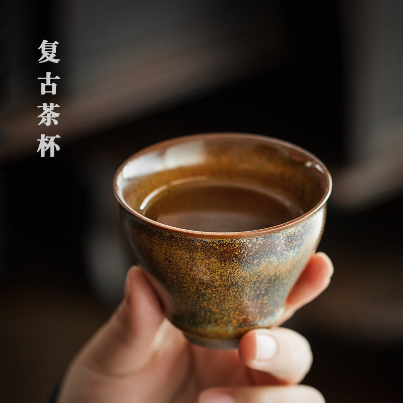 Kiln change Tianmu Jianzhan cup Partridge spot master cup Large teacup Handmade tea glaze Japanese Kung Fu tea set