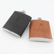 Mini 7oz Pu Leather Wrap Whiskey Flagon ainless eel Hip F