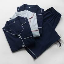 Japanese pajamas spring and autumn styles for women and men 2021 new pure cotton long-sleeved simple winter couple home wear set