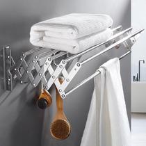 Bathroom simple towel rack towel foldable thickened bathroom rod modern telescopic stainless steel rack bath towel