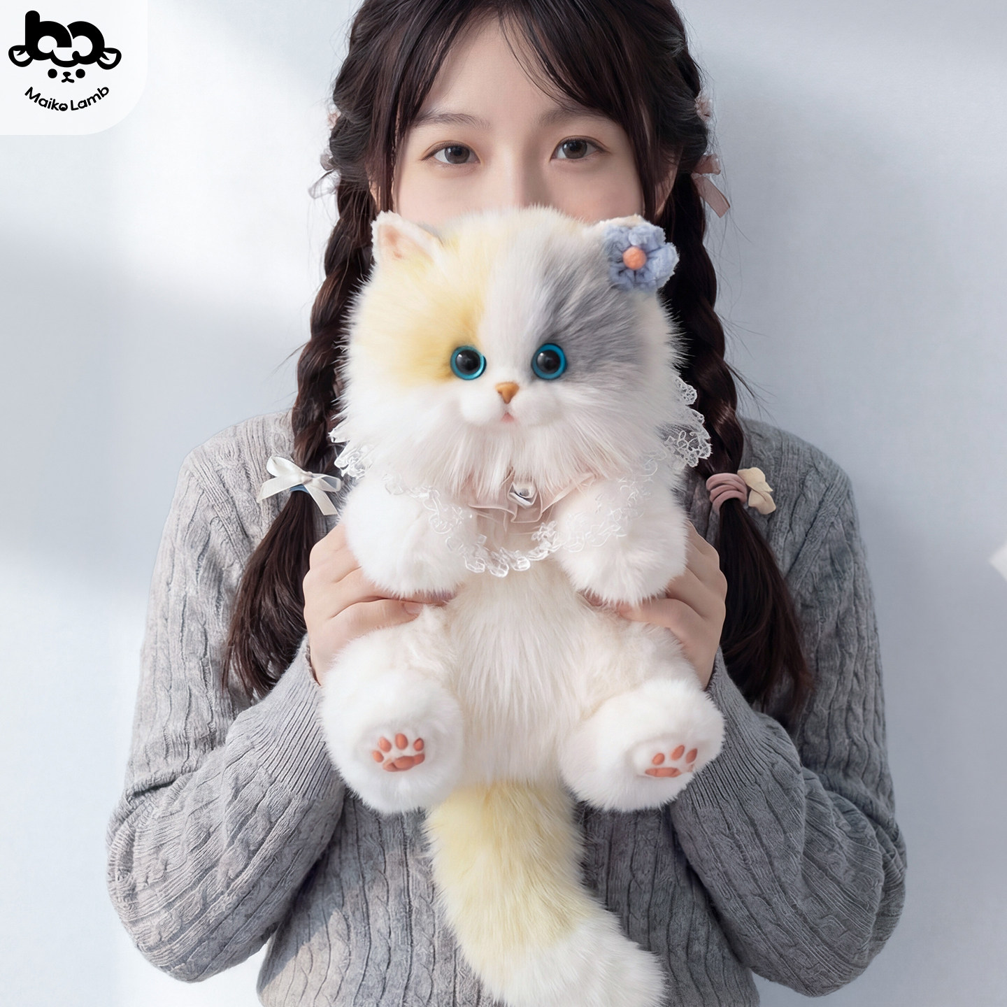 麦扣羊抖音彷真小猫咪玩偶猫包揹包玩具公仔送生日六一儿童节礼物