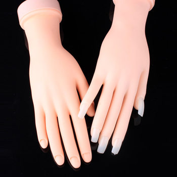Nail Art Practice Artificial Hand Model for Beginners, Fake Fingers Can Be Inserted, Nail Display Stand, Left and Right Fake Hands, Rubber Bendable
