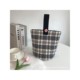 Fashionable and Simple Plaid Korean Canvas Bucket Bag, Casual and Versatile Mommy Bag, Thickened Lunch Box Bag, Handbag