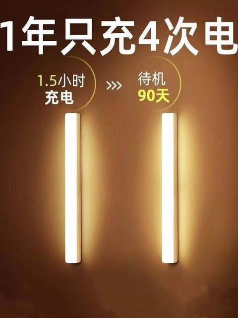 Human Body Intelligent Sensor Light Strip for Wardrobe, Shoe Cabinet, Wireless Self-Adhesive Kitchen Rechargeable Led Magnetic Cabinet Light