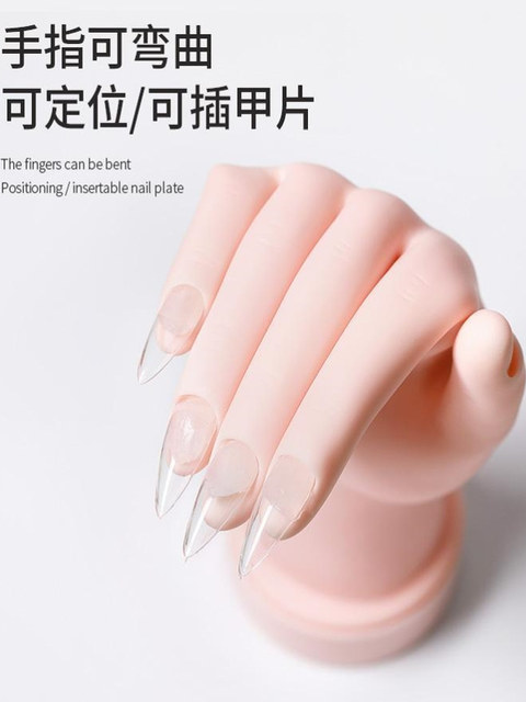 Nail Art Practice Artificial Hand Model for Beginners, Fake Fingers Can Be Inserted, Nail Display Stand, Left and Right Fake Hands, Rubber Bendable
