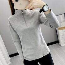 Autumn and winter womens thin fleece quick-drying T-shirt breathable quick-drying womens outdoor fleece clothing womens running sports bottoming shirt T-shirt