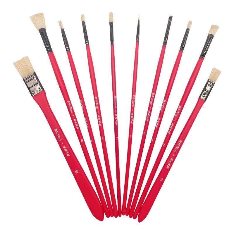 Monet's Special Art Paint Gouache Oil Paint Brush Acrylic Oil Paint Brush Bristle Line Drawing Fan-Shaped Set