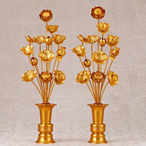 Buddhist hall jewelry creative ornaments zinc alloy gilt lotus vase painted vase factory direct supply Yuantong craftsmanship