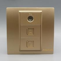 Champagne gold type 86 Category 7 network telephone TV socket computer voice telephone information TV panel