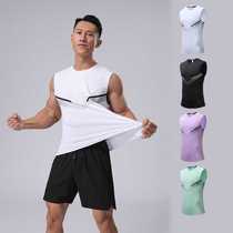 Nylon ice silk sports quick-drying vest for men sweat-absorbent fitness running marathon basketball sleeveless T-shirt training top